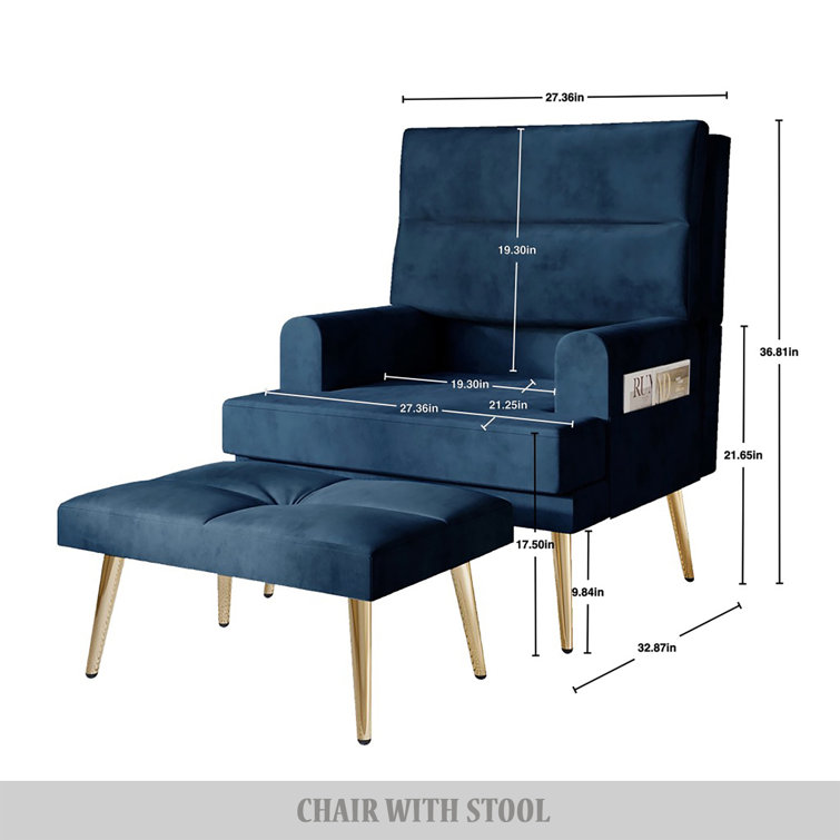 Navy armchair with discount ottoman